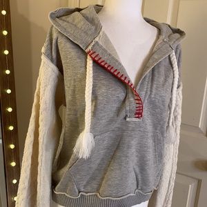 Free People Contrast Knit Hoodie